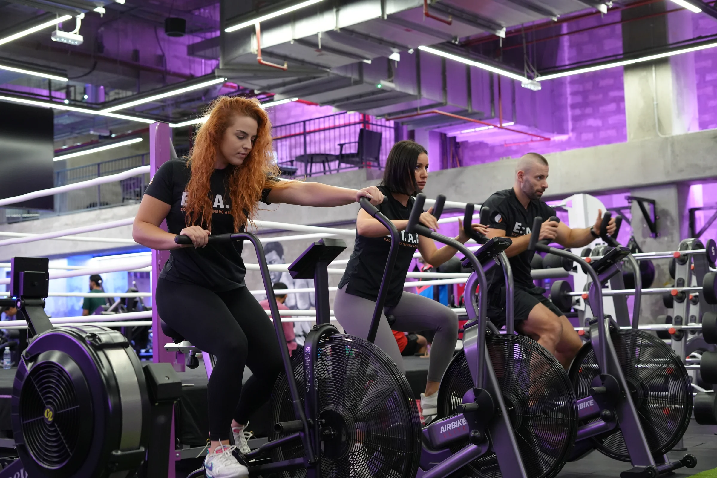 ETAD personal trainers during an AirBike training session in Abu Dhabi